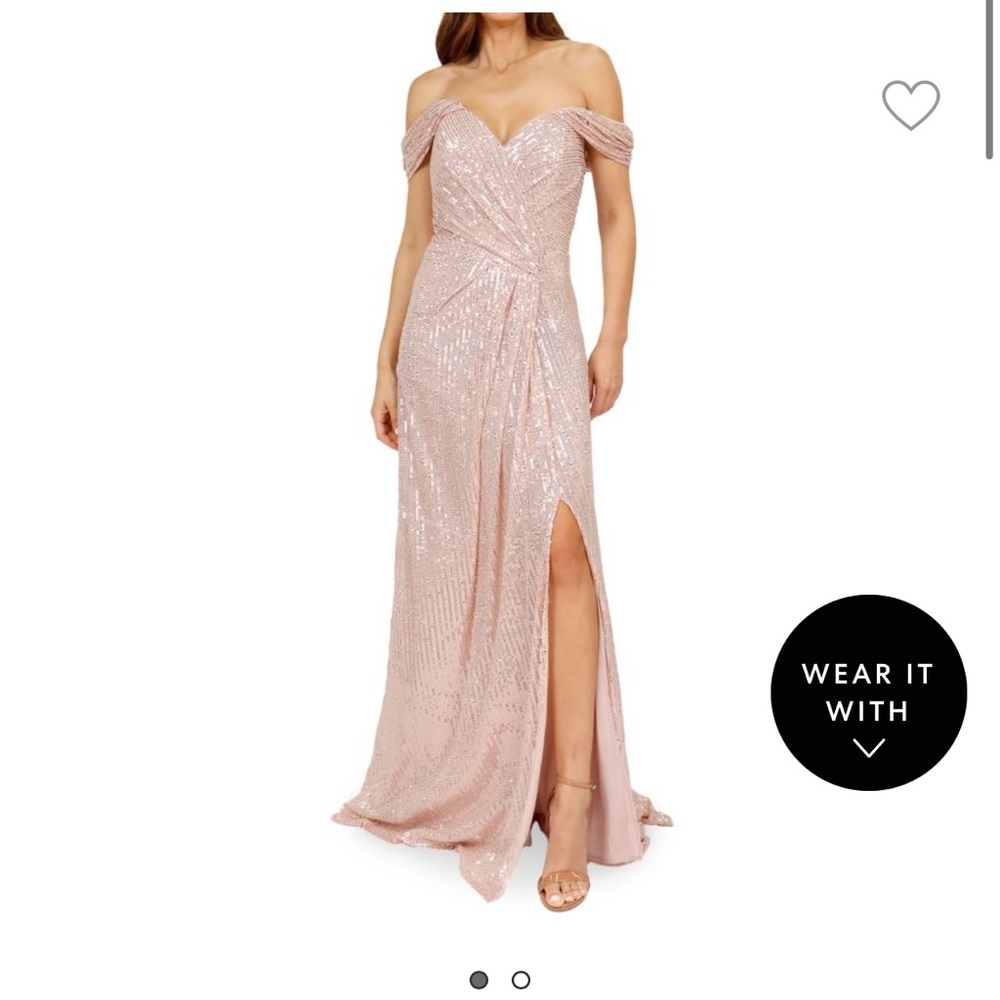 Sequin off shoulder gown